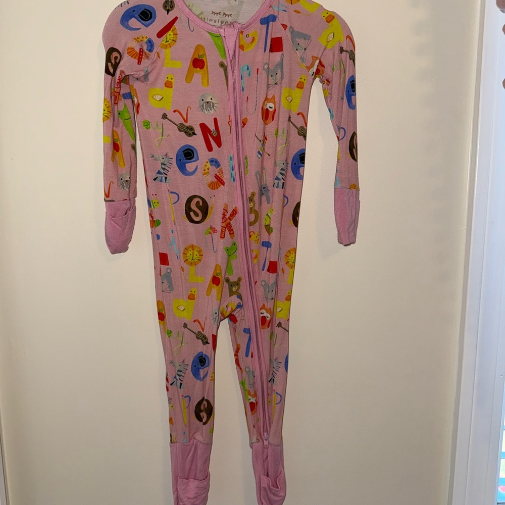 Little Sleepies Pink Alphabet Kids Footie